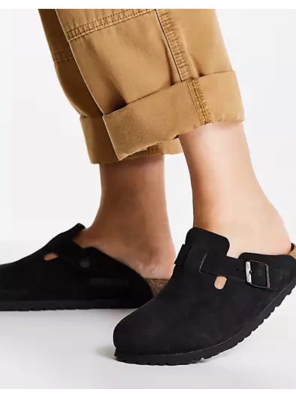 Birkenstock Boston Soft Footbed Black Suede Clogs Mules Size 38